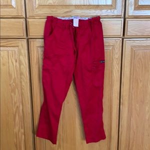 Women’s KOI red smal petite cargo scrub pants